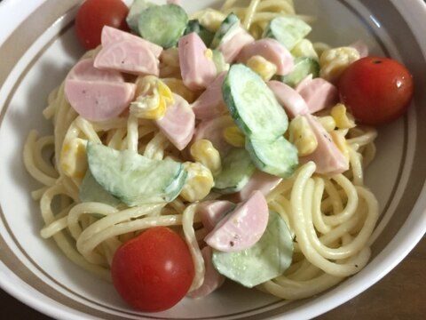 余ったパスタのリメイクでスパゲティサラダ